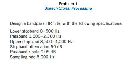 Speech Signal Processing