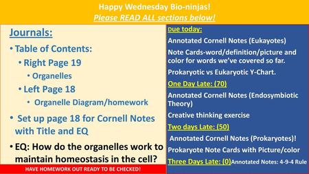 Set up page 18 for Cornell Notes with Title and EQ