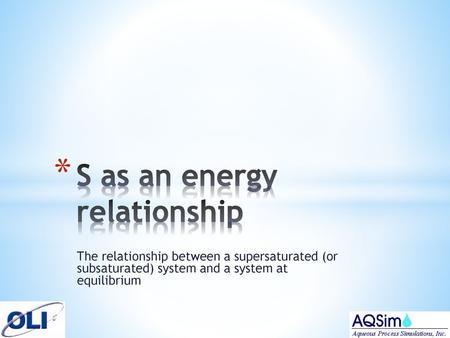 S as an energy relationship