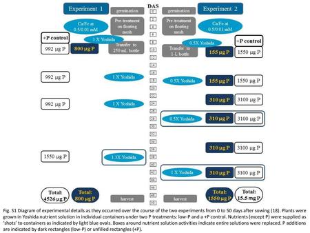 Fig. S1 Diagram of experimental details as they occurred over the course of the two experiments from 0 to 50 days after sowing (18). Plants were grown.