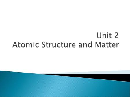 Unit 2 Atomic Structure and Matter