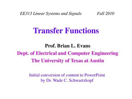 Transfer Functions.