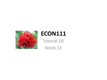 ECON111 Tutorial 10 Week 12.