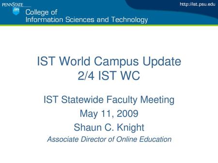 IST World Campus Update 2/4 IST WC