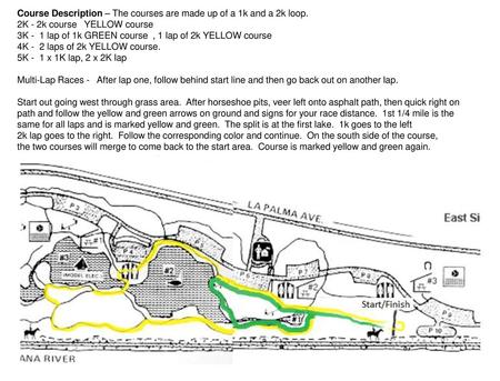 Course Description – The courses are made up of a 1k and a 2k loop.