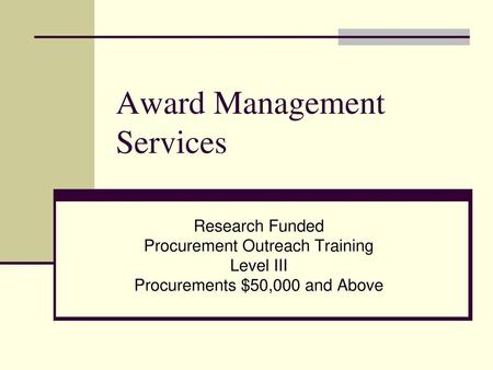 Award Management Services