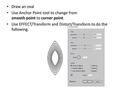 Draw an oval Use Anchor Point tool to change from smooth point to corner point. Use EFFECT/Transform and Distort/Transform to do the following.