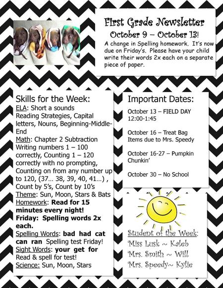 First Grade Newsletter