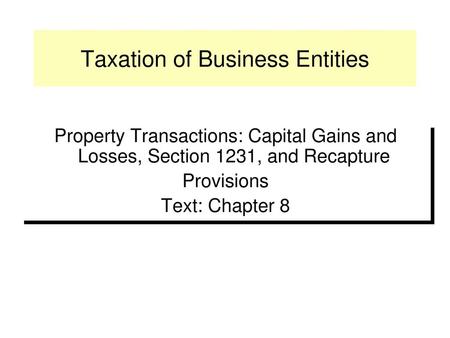 Taxation of Business Entities