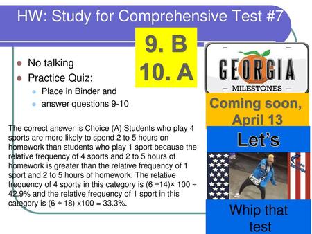 HW: Study for Comprehensive Test #7