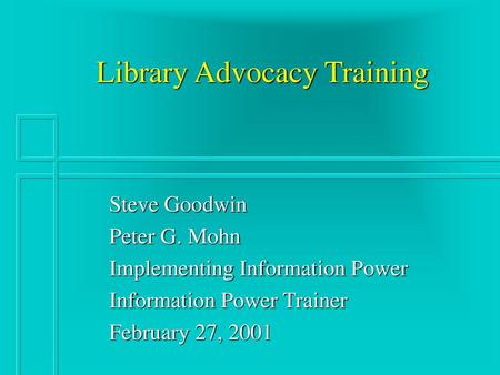 Library Advocacy Training