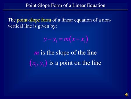 Point-Slope Form of a Linear Equation