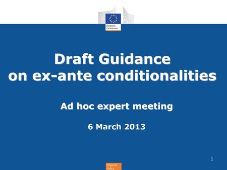 Draft Guidance on ex-ante conditionalities