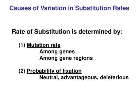 Causes of Variation in Substitution Rates