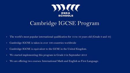 Cambridge IGCSE Program