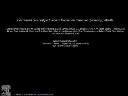 Decreased cerebral perfusion in Duchenne muscular dystrophy patients