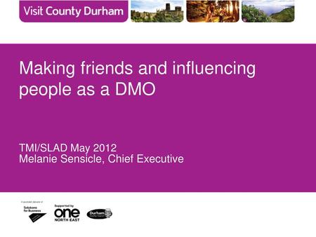 Making friends and influencing people as a DMO TMI/SLAD May 2012