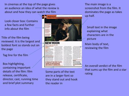 In cinemas at the top of the page gives an audience an idea of what the review is about and how they can watch the film The main image is a screenshot.