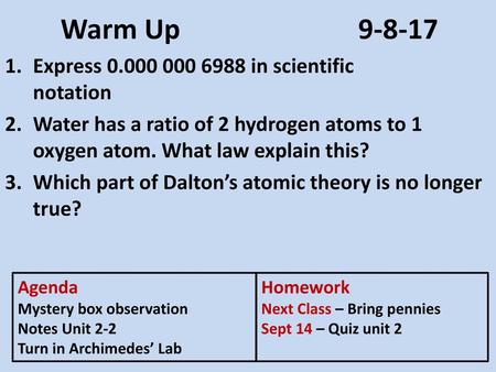 Warm Up Express in scientific notation