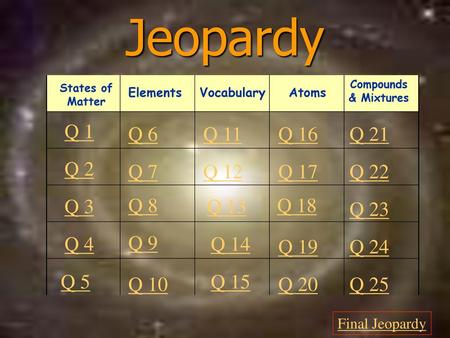 Jeopardy Q 1 Q 6 Q 11 Q 16 Q 21 Q 2 Q 7 Q 12 Q 17 Q 22 Q 3 Q 8 Q 13