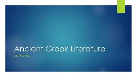 Ancient Greek Literature