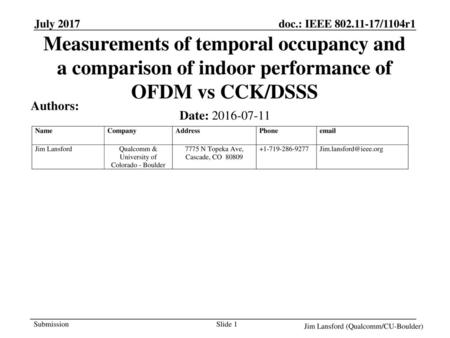 January 2013 doc.: IEEE /0153r0 July 2017