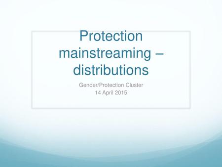 Protection mainstreaming – distributions