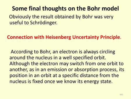 Some final thoughts on the Bohr model