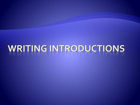 Writing Introductions