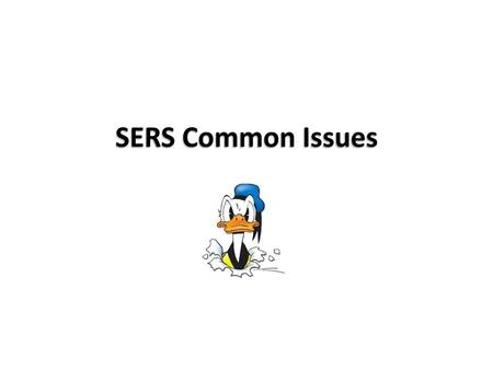 SERS Common Issues.