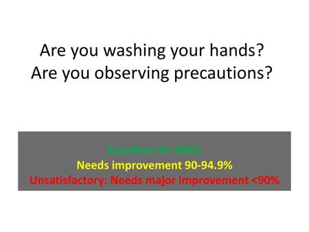 Are you washing your hands? Are you observing precautions?