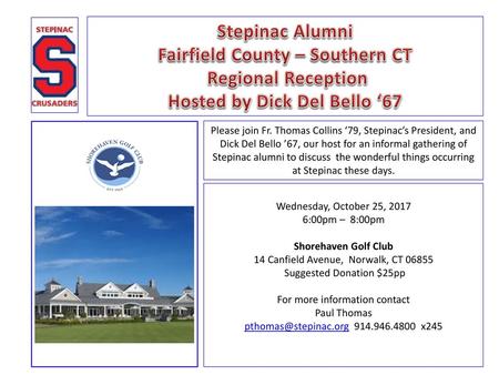 Fairfield County – Southern CT Hosted by Dick Del Bello ‘67