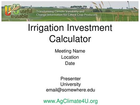 Irrigation Investment Calculator