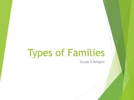 Types of Families Grade 9 Religion.