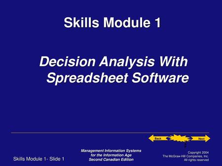 Decision Analysis With Spreadsheet Software