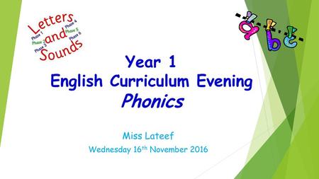 Year 1 English Curriculum Evening Phonics