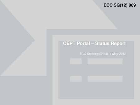 CEPT Portal – Status Report