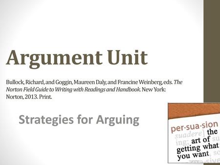 Strategies for Arguing