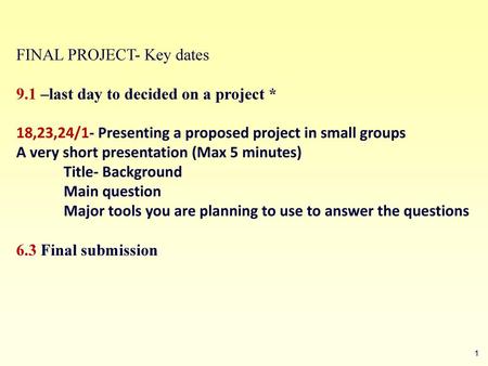 FINAL PROJECT- Key dates