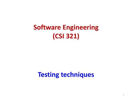 Software Engineering (CSI 321)