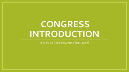 Congress Introduction