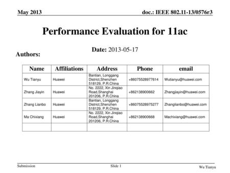 Performance Evaluation for 11ac