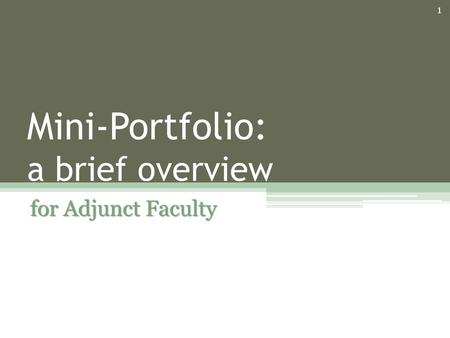 Mini-Portfolio: a brief overview