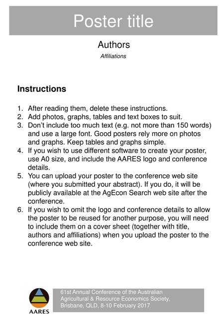 Poster title Authors Instructions