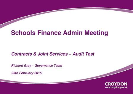 Schools Finance Admin Meeting