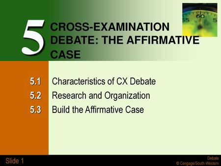 CROSS-EXAMINATION DEBATE: THE AFFIRMATIVE CASE