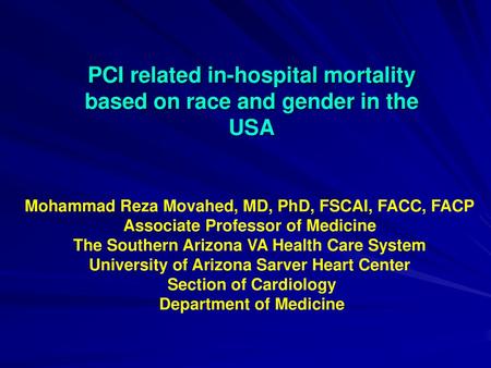 PCI related in-hospital mortality based on race and gender in the USA