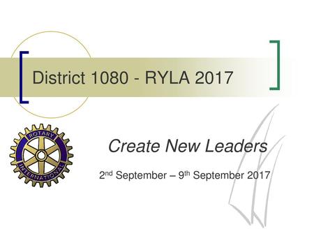 Create New Leaders 2nd September – 9th September 2017