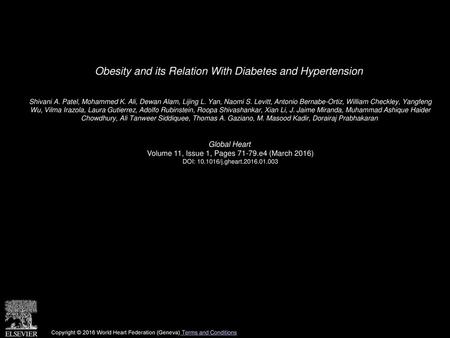 Obesity and its Relation With Diabetes and Hypertension