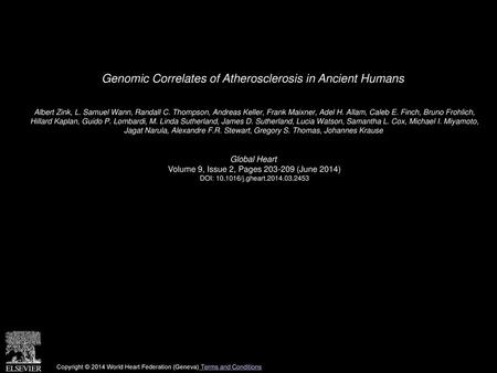 Genomic Correlates of Atherosclerosis in Ancient Humans